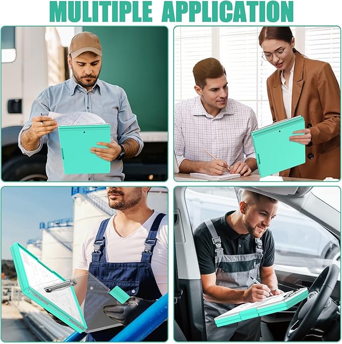 Hongri Clipboard with Storage, Green 8.5 x 11 Folder Nursing Side Opening, Heavy Duty with Dual Compartment, Smooth Writing for Teachers, Classroom, Size 13.3 x 9.4 x 1.5 in, Office & School Supplies