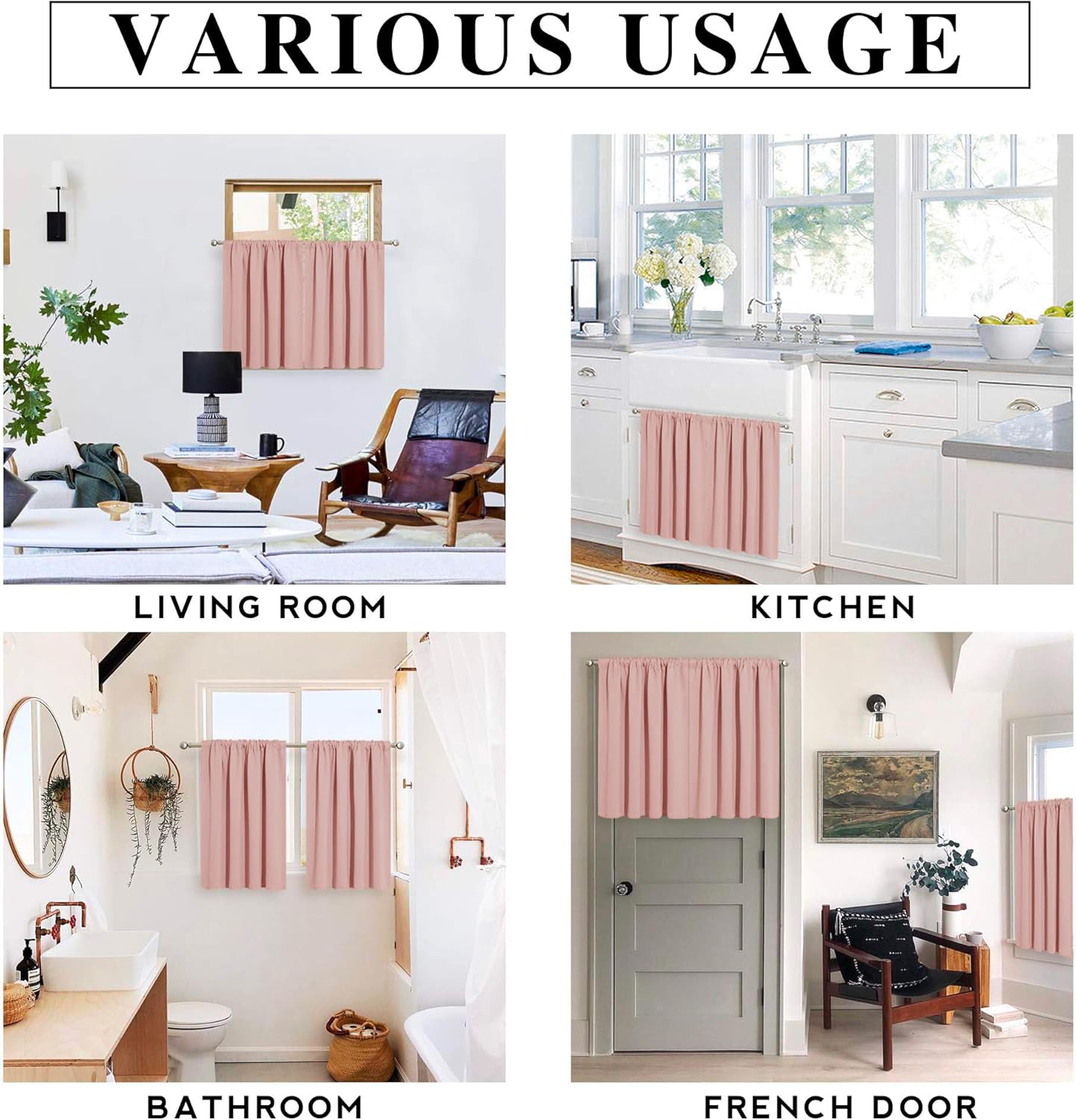 RYB HOME Peach Blush Rod Pocket Blackout Curtains for Bedroom Living Room Dining Baby Nursery Morden Decor Thermal Insulated Room Darkening Curtains,W 42 x L 54 inch,2 Panels