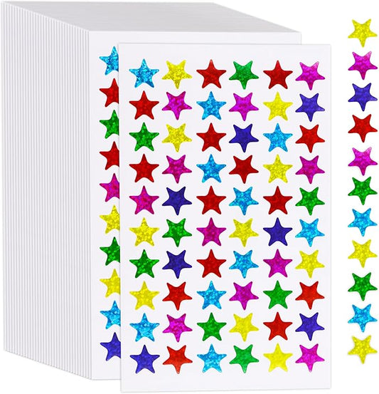 2400 PCS Laser Shiny Sparkle Star Stickers, Water/Tear Resistant Self Adhesive Star Stickers in 6 Colors Reward Behavior Chart Labels for Kids Students Teachers Supplies (Each Measures 0.5”)