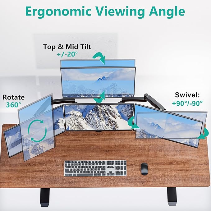 WALI Quad Monitor Mount for 13-27 inch Screens, Extra Tall 4 Monitors Desk Mount, up to 19.8lbs, 32.2 inch Height Max, Fully Adjustable Gas Spring 4 Monitor Stand, VESA 75/100mm (GSDM004S), Black