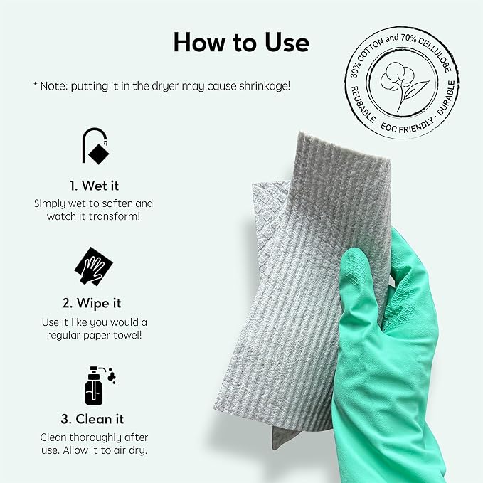 Swedish Dishcloths for Kitchen, 5 Pack Swedish Dish Cloths, Ultra Absorbent Reusable Paper Towels, Cellulose Sponge Cloths, Quick Drying, No Odor, Dishwasher Safe