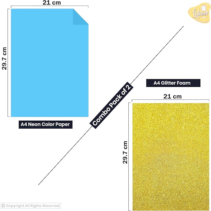 Combo Pack A4 Neon & Glitter Eva Foam Sheets - 50 Neon + 10 Glitter Sheets - Scrapbooking, Craft & Decorations