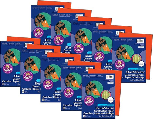 Prang SunWorks® Construction Paper, Orange, 9" x 12", 50 Sheets Per Pack, 10 Packs