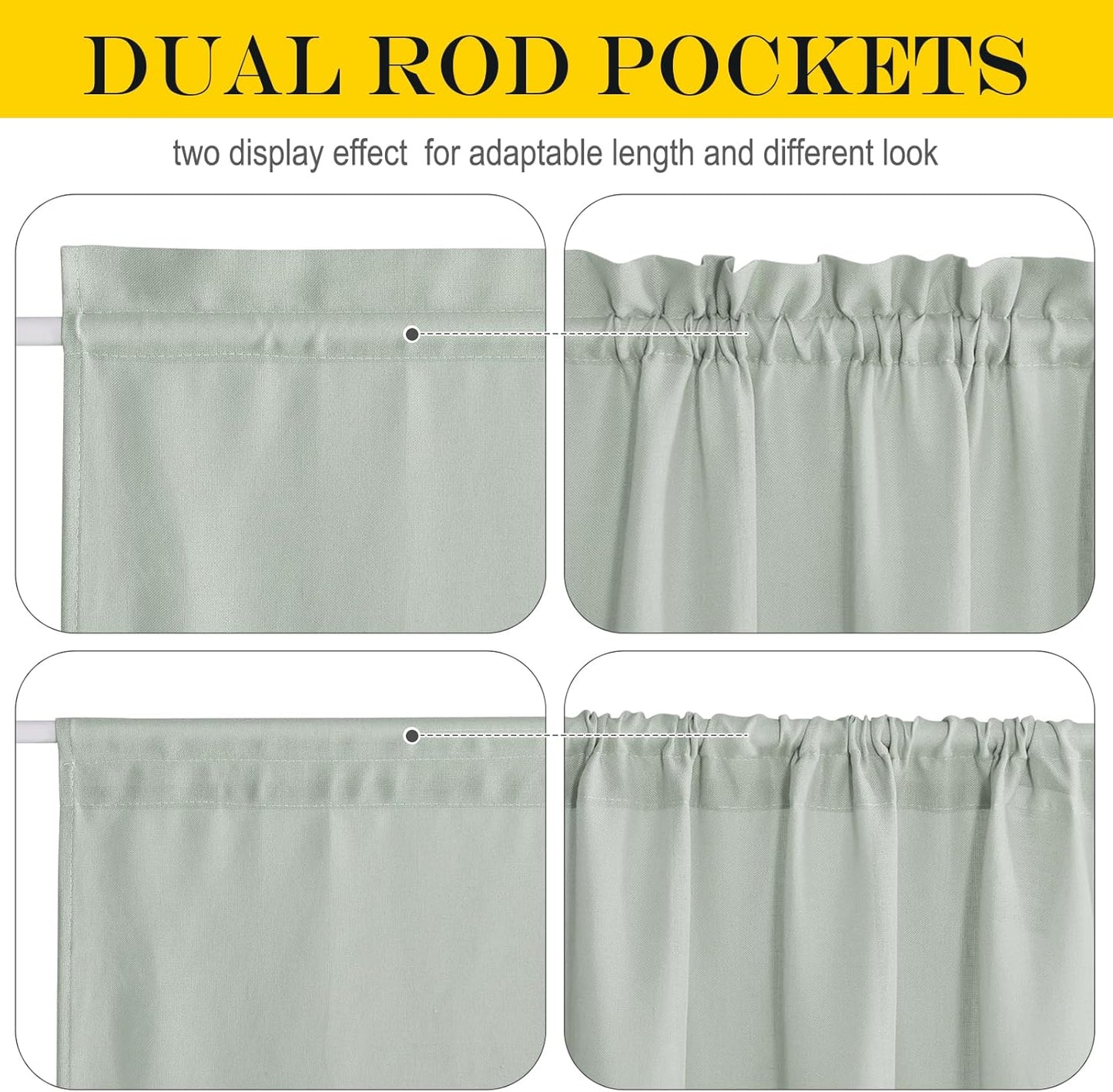 NICETOWN Sage Green Window Curtains Linen Blended, Privacy French Door Curtains Thermal Insulated Covering for Patio Glass Front with Tieback, W52 x L72 inch, 1 Panel