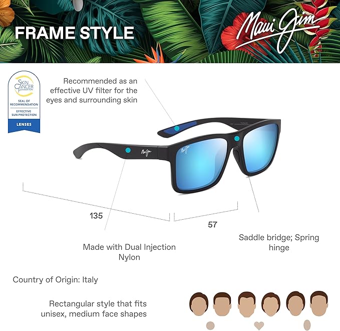 Maui Jim Polarized Men's and Women's The Flats Rectangular Sunglasses