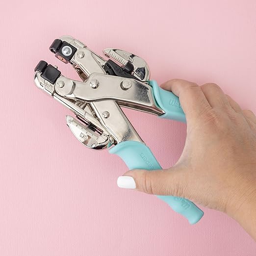 We R Memory Keepers Crop-A-Dile Eyelet | Blue Comfort Handle, Craft Supplies Hole Punch Eye Setter Paper Punch Tool Use on Chipboard Fabric Thin Tin Leather Plastic Punches Hole Punch Tool Eye Setting