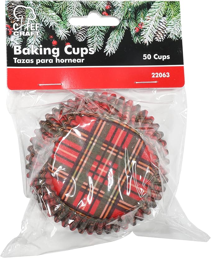 Chef Craft Paper Patterned Cupcake Liners, 50 Count, Green/Red