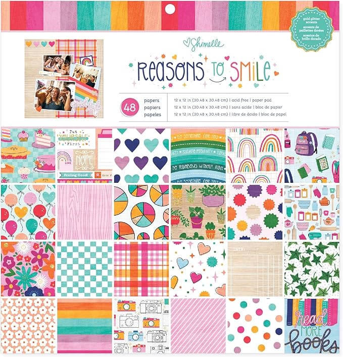 American Crafts Shimelle Reasons To Smile Paper Pad 12"X12" 48 Sheets