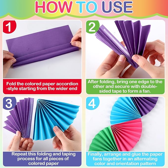 3D Colorful Bulletin Board Set 3D Paper Fans Border Classroom Decorations Motivational One Bright Bunch Bulletin Board Writable Shapes Paper Cutouts for Back to School Classroom Chalkboard Wall Decor