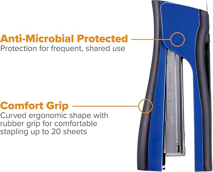 Bostitch Office Dynamo Stand-Up Stapler with Built-in Pencil Sharpener, Staple Remover and Staple Storage, Navy Blue (KT-B696-BLUE)