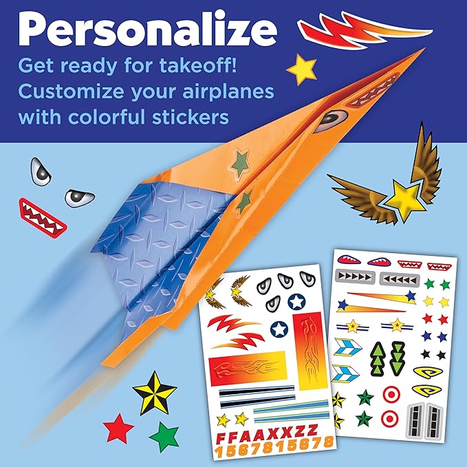 Creativity for Kids Paper Airplane Squadron - Create 20 Paper Airplanes, Mini Craft Kit for Boys, Easter Basket Stuffers and Gift for Boys, Kids Activities (Ages 6+)