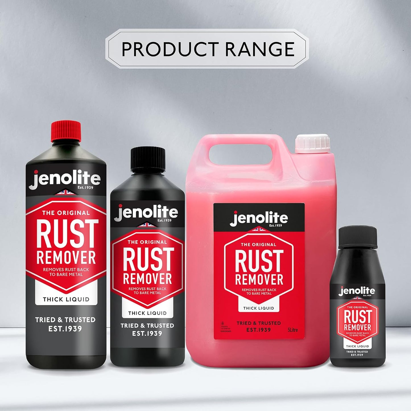 JENOLITE Rust Remover for Metal - Fast Acting No Drip Thick Liquid - Industrial Strength, Removes Rust Back to Bare Metal - 34 oz (1kg)