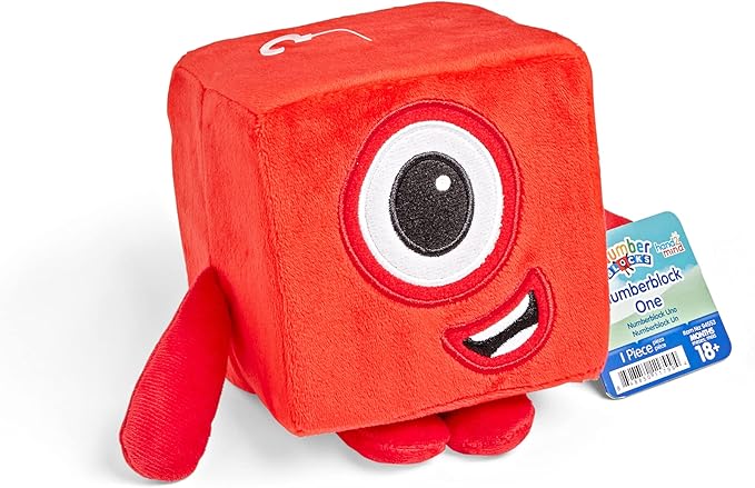 hand2mind Numberblocks One Plush, Plush Figure Toys, Numbers for Toddlers, Preschool Math Learning Toy, Stuffed Animal, Small Plushies, Soft Blocks, Counting Cubes, Stuffies for Kids, Birthday Gifts