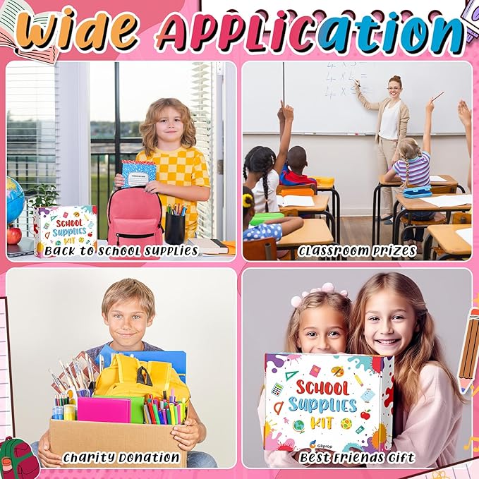 79 Pcs Christmas Gift Box for K-5 Elementary Middle Kit Bundle Bulk Essential for Operation Charity Xmas Gift(Pink)