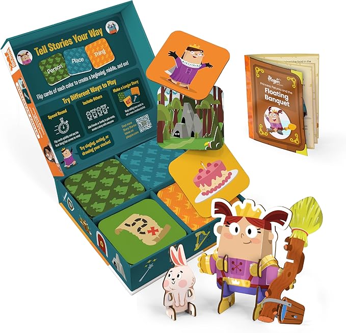 Story Starters for Kid Beginners: Visual Create a Story Card Activity Pre-Literacy Illustrated Story Prompts (No Reading Required) Part of The Curious Kingdom by Playper