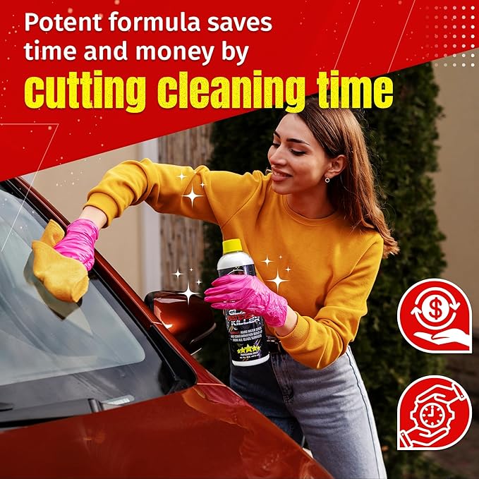 Sud Factory Hard Water Spot Remover for Glass Spotless X2 - Removes Water Stains from Shower Doors, Car Windows, Windshields - Professional Strength 16oz