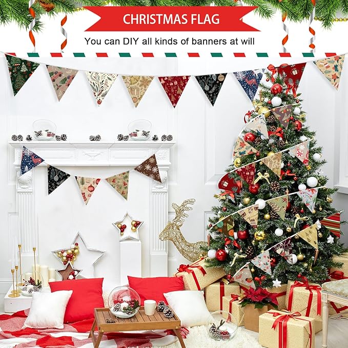 Shimeyao 60 Pcs 10 x 10 Inch Vintage Christmas Quilting Fabric Bundle Fat Quarters Santa Reindeer Snowman Print Square Fabric Printed Patchwork Supplies for Xmas DIY Decorations Sewing Craft