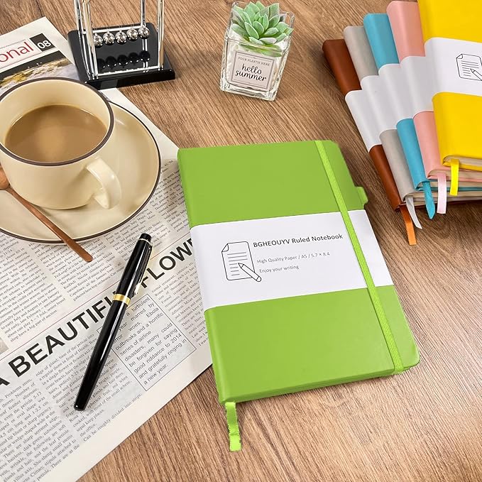 Notebook Journal, College Ruled Notebook Lined A5 160 Pages,Hard Cover Journals for Writing, Notebooks for Work Office School Women Men,5.7 inches x 8.4 inches(Green)