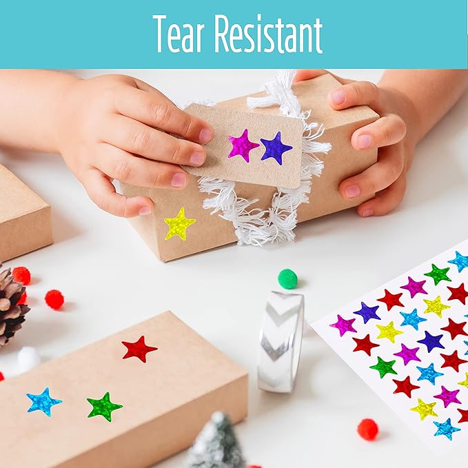 2400 PCS Laser Shiny Sparkle Star Stickers, Water/Tear Resistant Self Adhesive Star Stickers in 6 Colors Reward Behavior Chart Labels for Kids Students Teachers Supplies (Each Measures 0.5”)