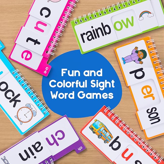 Word Family Build Book, 40 Read and Rhyme Flip Books, Learn to Read Phonics Flash Cards, Sight Words Flash Cards Kindergarten Flip Books for Kids Homeschool Preschool Learning Activities