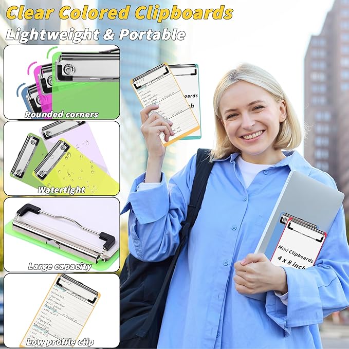 40 Pcs Mini Plastic Clipboards Bulk 20 Assorted Colors 4 x 8 in Kids Clip Board Half Page Clipboard Portable for Restaurant School Waitress Guest Server Books Menu Holder