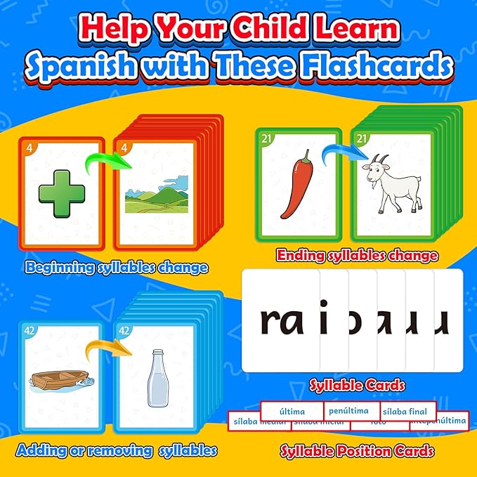 Torlam Spanish Learning Word Building Pocket Chart for Kids, Spanish Vocabulary Games Toddler Flash Cards Sight Words Flashcards Languages Spelling Reading Phonics Games for Kindergarten Preschool