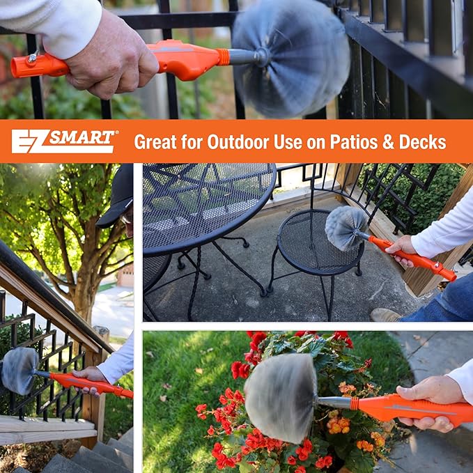 Cobweb Ceiling Fan Powered Duster Interior & Exterior | Adjustable Arm | for Hand use and Extention Pole use | Removable Cleanable Head | EZ Smart Power Duster (Extension Pole Sold Separately)…