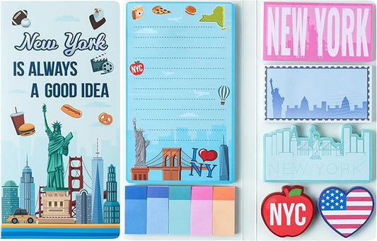 B1ykin Cute Sticky Notes Set - New York is Always A Good Idea Self-Stick Notes Pad, 550 Sheets Writing Memo Pages Sticky Notepad for Teacher Appreciation Gift, School Office Party (New York City)
