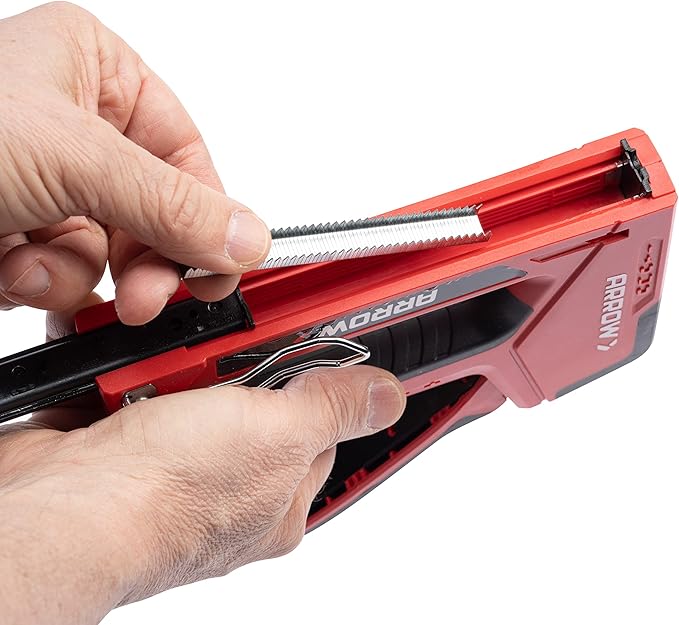 Arrow T501 5-in-1 Manual Staple and Nail Gun, Wire Stapler, and Brad Nailer for Wood, Upholstery, Construction, Insulation, Crafts, Fencing, and Cable, Black/Red