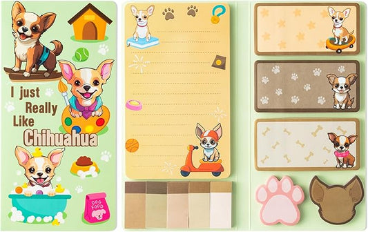 B1ykin Cute Sticky Notes Set - I Just Really Like Chihuahua Self-Stick Notes Pad, 550 Sheets Writing Memo Pages Sticky Notepad for Teacher Appreciation Gift, School Party Supplies (Chihuahua)