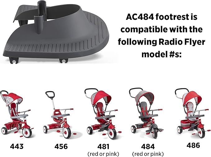 Foot Rest for Toddler Bike, Kids Bike Foot Rest, Footrest for Tricycle Outdoor Toys for Toddlers 1-3, Radio Flyer Front Wheel Footrest, for Ages 1-2 Years, Gray