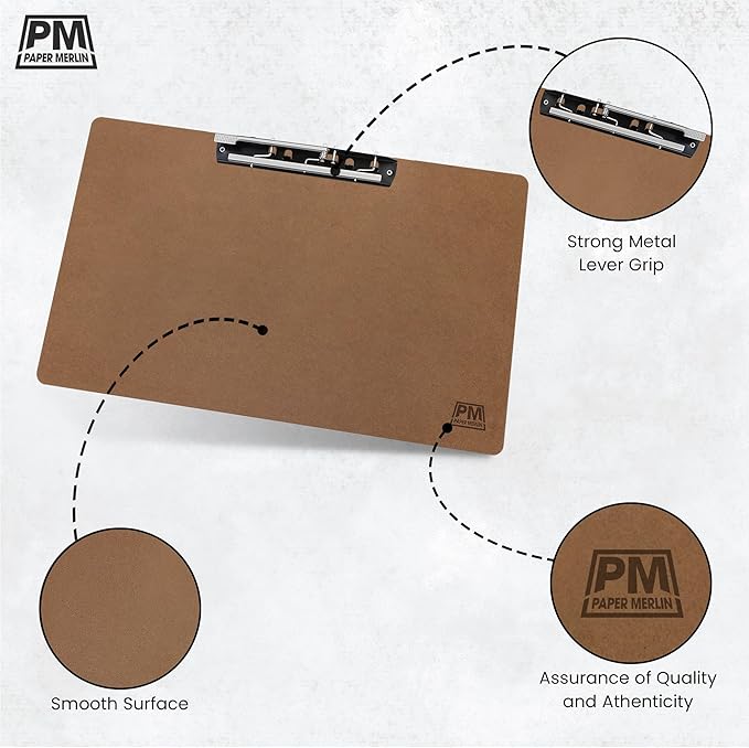 Paper Merlin Ledger Clipboards 19 x 11 Horizontal MDF 11x17 Clipboard Landscape Legal Size Paper with Large Clip 1 Pack