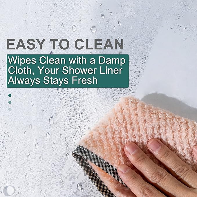 AmazerBath Clear Shower Curtain, 72x72 Plastic Shower Curtain, PEVA Waterproof Shower Curtain, Medium Weight Shower Curtains for Bathroom with 3 Weighted Magnets and 12 Rustproof Grommet Holes