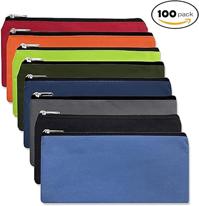 Trail maker Bulk Pencil Case Bags Bundle with Zipper for Kids, School, Offices | Colorful Pencil Pouches in Bulk Packs