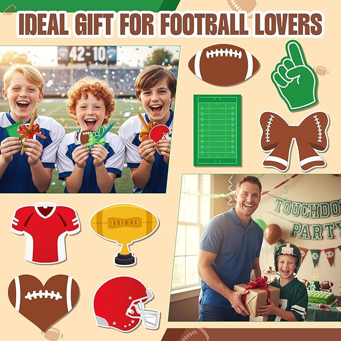 Football Sticky Note Pads - Football Game Day Bright Colors Super Sticky Note Pads Ribbons Ballpoint Pens Sticking Power Page Markers Strong Adhesive Semester School Supplies Clean Removal