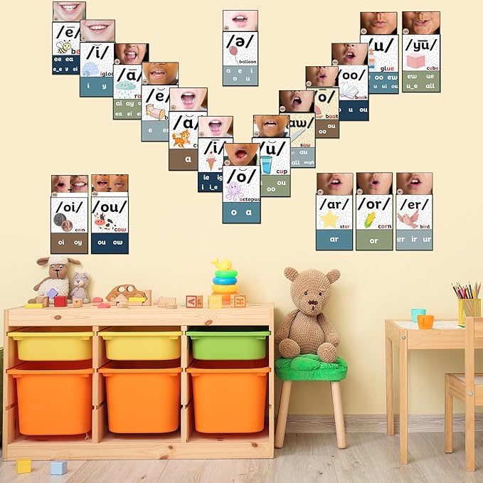 Ireer Boho Vowels Sound Wall Classroom Neutral Phonics Kit, Science of Reading Posters for Kindergarten, Speech Therapy Materials, Phonemic Awareness, Esl Teaching Material