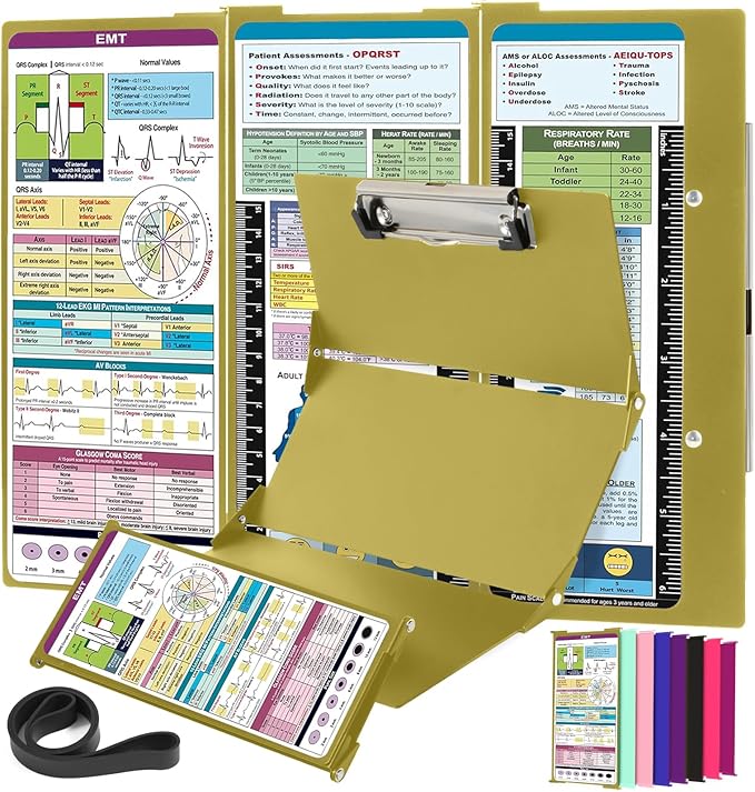 Nursing Clipboard EMT Edition 3 Layers Aluminum Foldable Nurse Clip Board Nursing Student Essentials Foldable Clipboard Nursing Trifold Nursing School Essentials