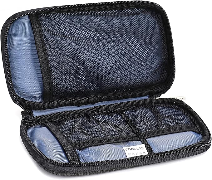 MOSISO Electronic Organizer Cable Case, Portable External Carrying Case Storage Bag with Handle Compatible with MacBook Power Adapter, Wireless Mouse, Cables, Earphones, USB Flash Disk SD Card, Black