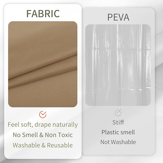 ALYVIA SPRING Stall Fabric Shower Curtain Liner Waterproof - Soft & Lightweight Small Shower Curtain with Magnets for Narrow Stall Size, Machine Washable - 36x72, Coffee