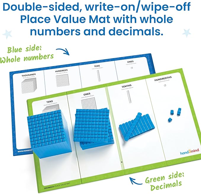 hand2mind Interlox Base Ten Blocks Activity Set, Place Value Manipulatives, Base 10 Blocks for Math, Counting Cubes, Math Manipulatives 1st Grade, Small Group Classroom Must Haves (133 Pieces)