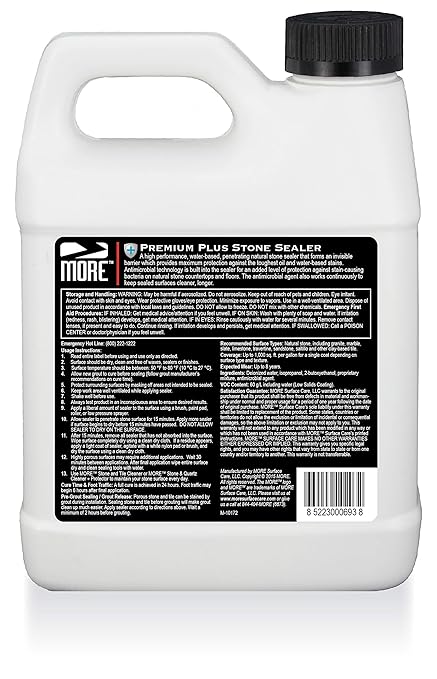 MORE Premium Plus Stone Sealer Protector for Countertops - Natural Stone, Marble, Granite Surfaces - Advanced Formula (Quart / 32oz)