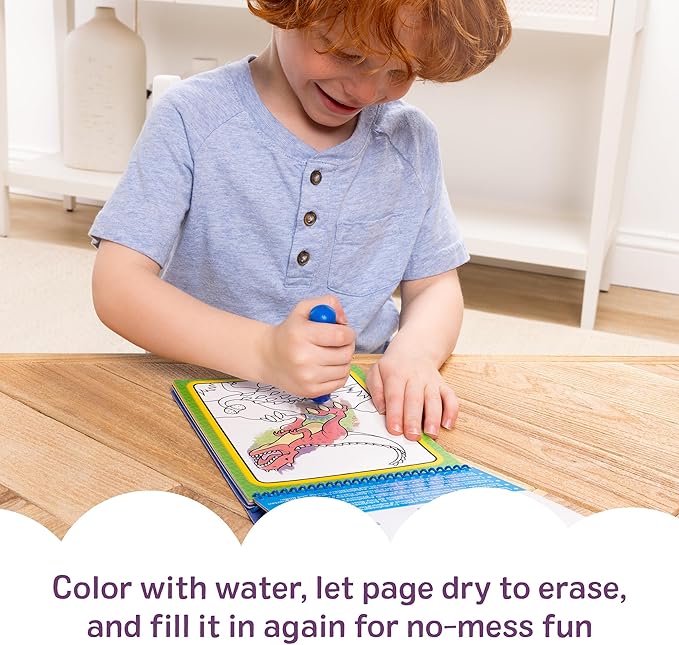 Melissa & Doug On The Go Water Wow! Mess Free Coloring Book, Reusable Water-Reveal Activity Pad, Dinosaurs, Travel Toys, Party Favors, for Toddlers & Kids Ages 3+