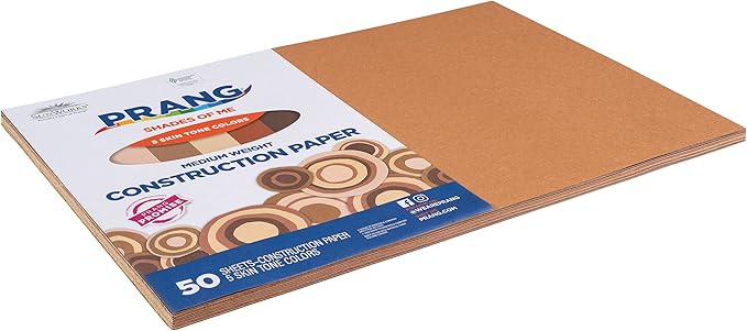 Prang (Formerly SunWorks) Shades of Me Construction Paper, 5 Assorted Skin Tone Colors, 12" x 18", 50 Sheets