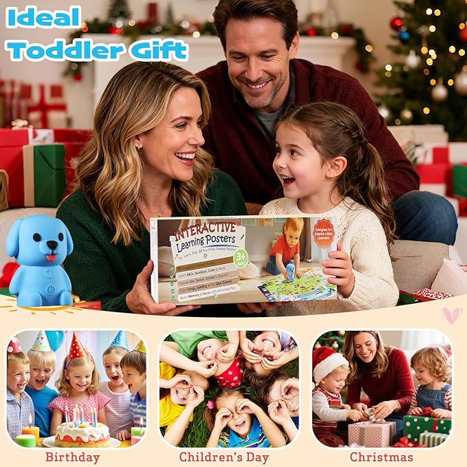 Learning Poster Mat with Talking Pen for Preschool Early Education Learning Toys, Talking Posters for Toddlers Ages 2-4 Grandkids, Interactive Sensory Autism Toys for Birthday Gifts