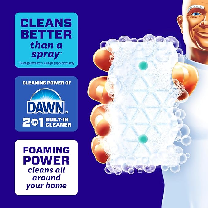 Mr. Clean Magic Eraser Foaming Sponge, All Purpose Cleaner, Dawn Cleaning Power, Wall, Sneaker, Oven Cleaner, Kitchen, Bathroom, Shower Cleaning Supplies, Scrubber, Ultra Foamy, 5ct