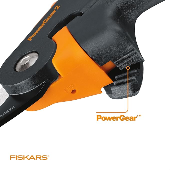 Fiskars PowerGear2 Pruning Shears, Patented Gear Technology & Cam Mechanism Multiplies Leverage, Hardened Steel Bypass Blade, Contoured Rolling Handle Reduces Hand Fatigue, 3/4" Cut Capacity