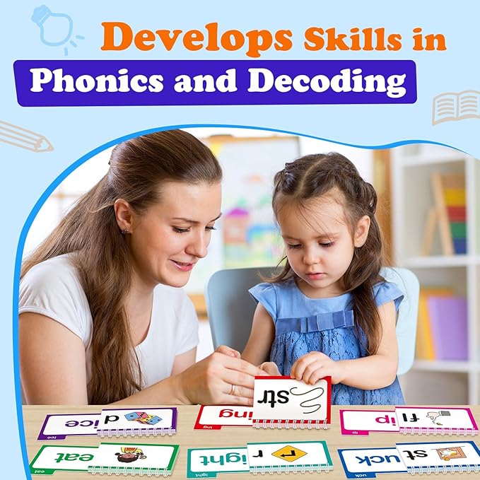 Word Family Build Book, 30 Read and Rhyme Flip Books, Sight Words Flash Cards Kindergarten, Learn to Read Phonics Flash Cards Flip Books for Kids, Homeschool Preschool Classroom Must Haves