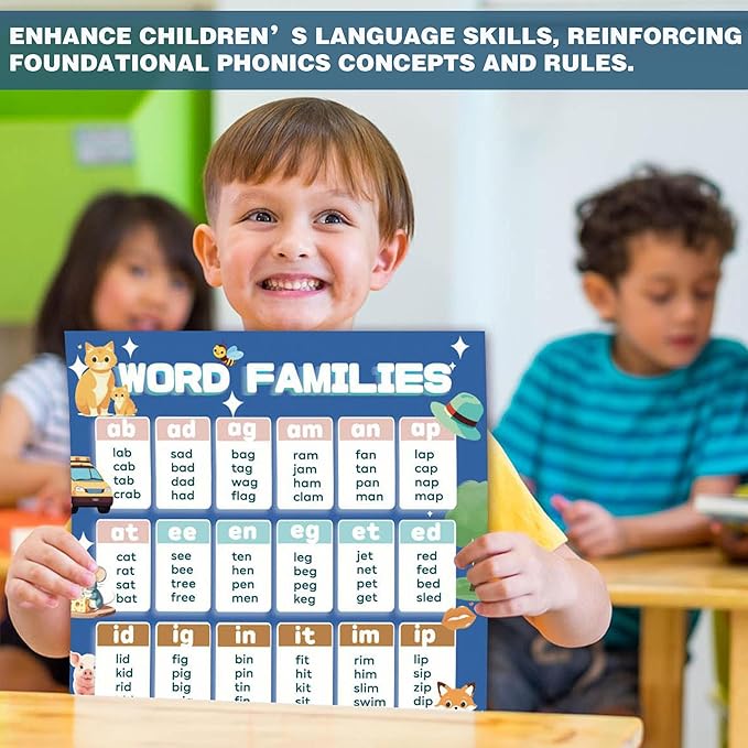 YIYDONG 16 Phonics Posters for Classroom - Learning Posters for Sound Wall Phonics Digraphs Blends Syllable Types Vowel Sounds Poster for Kindergarten, Elementary, Homeschool Supplies (Boho)