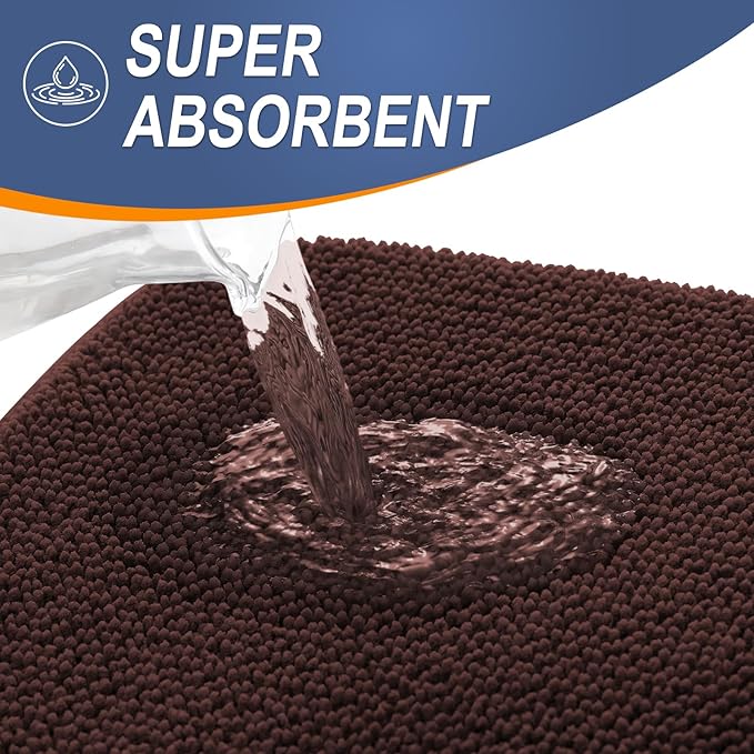 OLANLY Toilet Rugs U-Shaped 24x20, Extra Soft Absorbent Thick Memory Foam Contour Bathroom Rugs, Dry Quickly, Machine Washable, Non-Slip Toilet Bath Mat, Home Decor Accessories, Brown