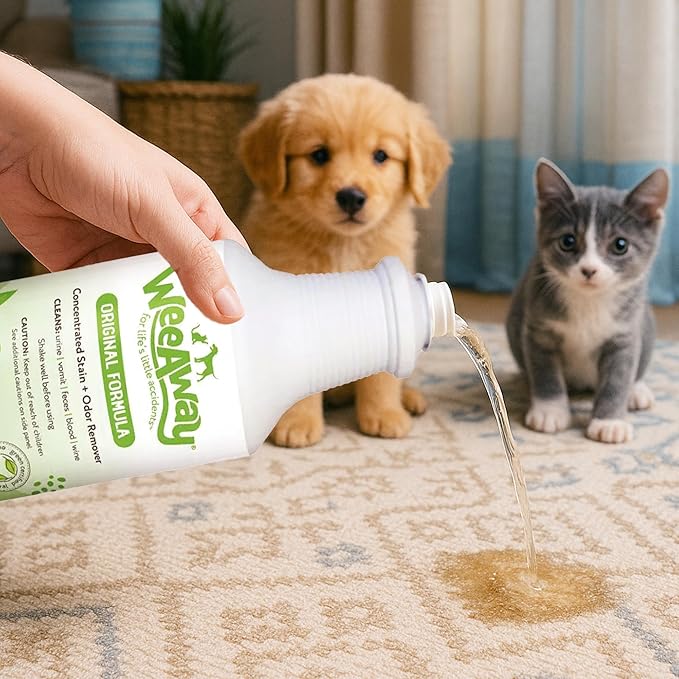 Wee Away Original Formula Concentrated Stain & Odor Remover, Enzyme Cleaner, Pet Urine Odor Eliminator for Home - Pet Mess Destroyer for Carpet & Furniture, Green Tea Scent, 32 fl oz